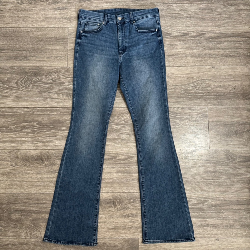 HM & Denim Women Jeans 29x30 High Waist Mini Flare Medium Wash Blue Cotton Boho